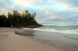 Waves crashing on the beach at Lake Superior Provincial Park